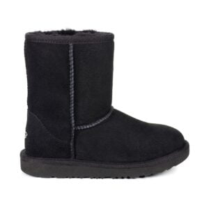 UGG Kids Classic Short II Black suede and sheep’s wool boots