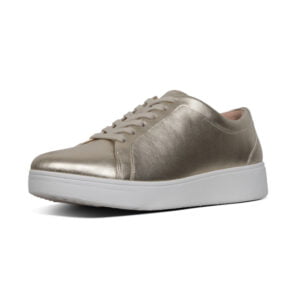 FitFlop Rally leather metallic Sneaker in Platino colour