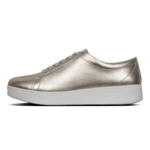 FitFlop Rally leather metallic Sneaker in Platino colour