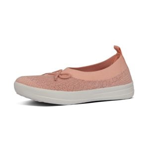 FitFlop Uberknit Ballerina Coral Pink with bow