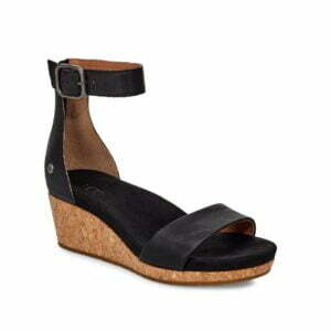 UGG Zoe II Black leather Wedge Sandal