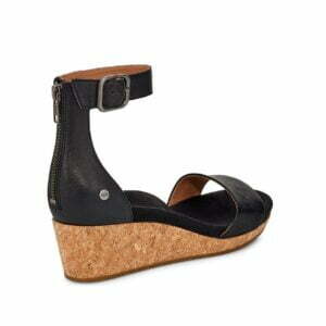 UGG Zoe II Black leather Wedge Sandal
