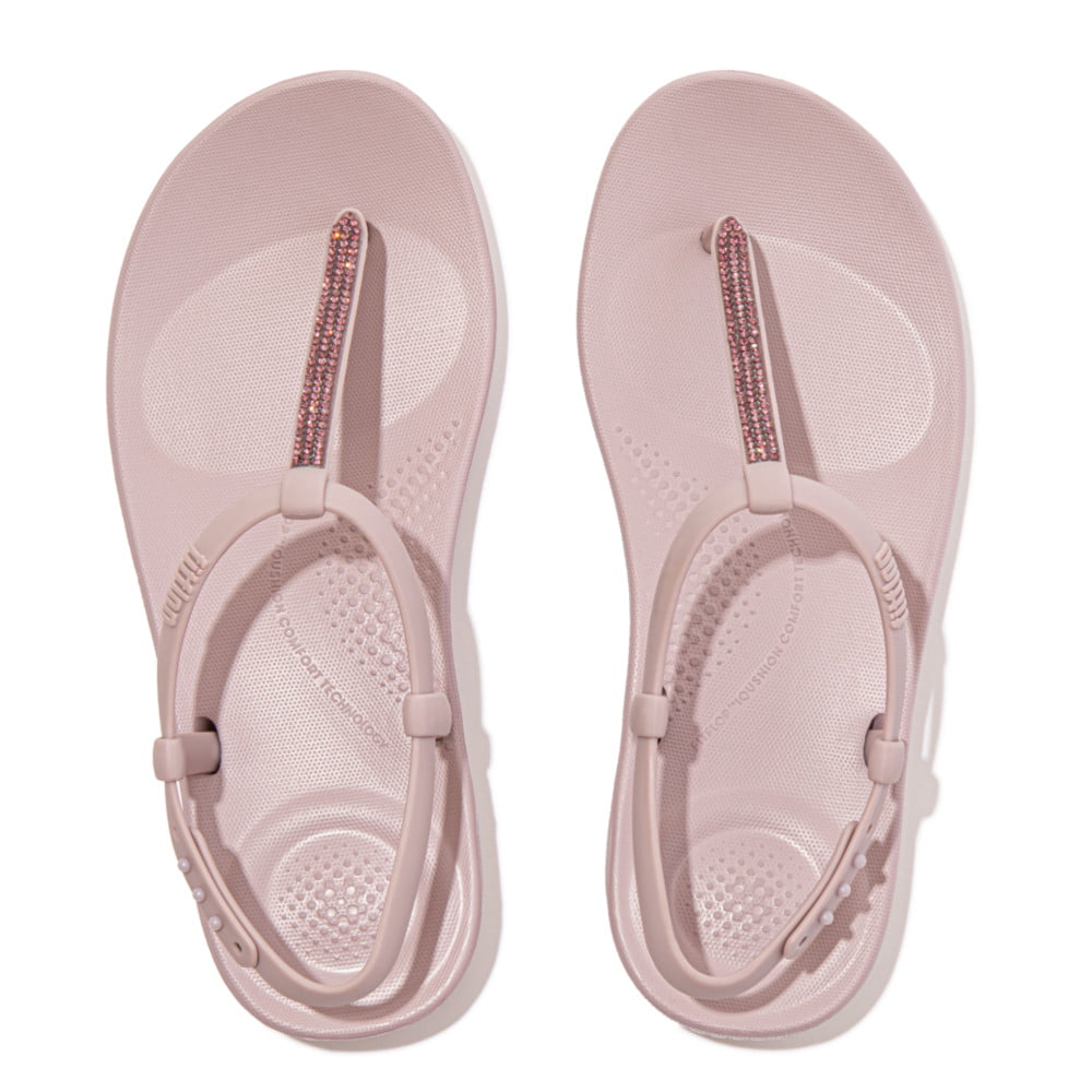 FitFlop iQushion Splash Sparkle Soft Lilac toe post sandal with back ...