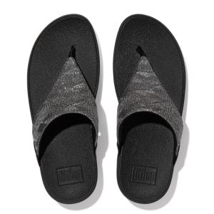 FitFlop Lulu Glitz All Black toe post sandal