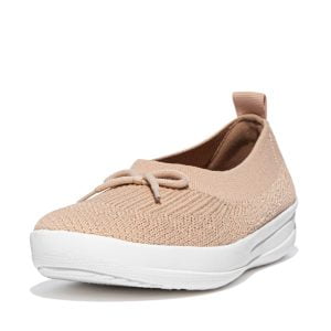 FitFlop Uberknit Ballerina Almond Tan with bow