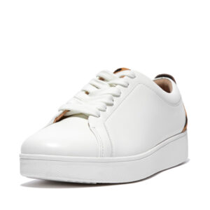 FitFlop Rally Leopard-Back Urban White leather sneaker