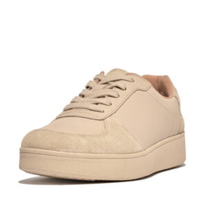 FitFlop Rally Leather Suede Sneaker in Stone beige