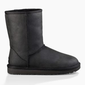 UGG Classic Short Leather Black boots with sheep skin inner