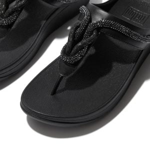 Fitflop Fino Crystal Rope Black toe post sandal