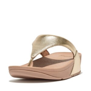 FitFlop Lulu Leather toe post sandal in Platino colour